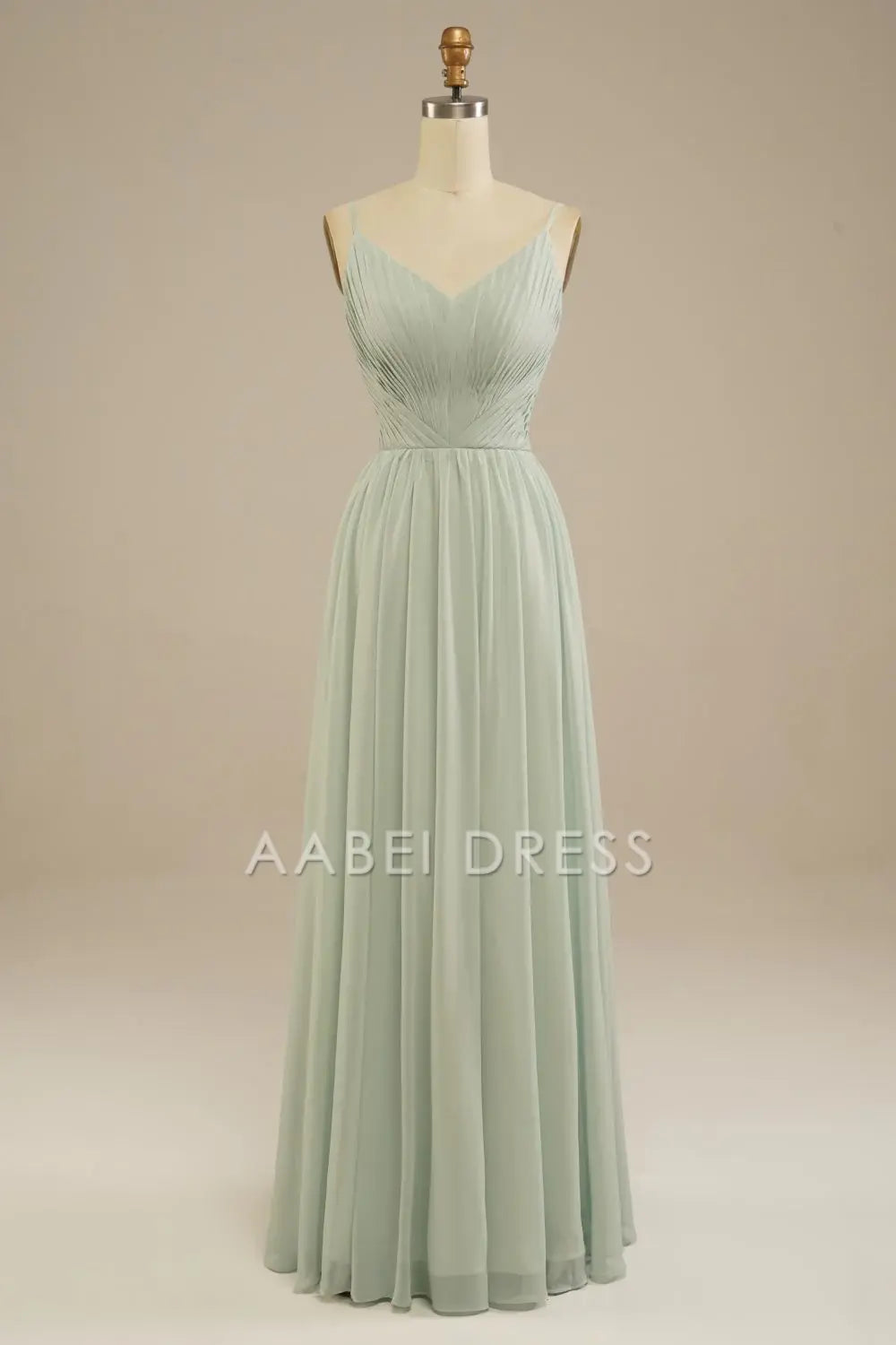 AABEI DRESS Hot Sale Prom Dress Elegant A-Line V Neck Spaghetti Strap Pleated Floor Length Chiffon Simple Formal Dress