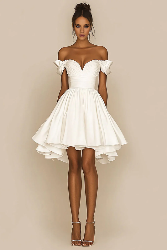 AABEI DRESS Hot Sale Homecoming Dress A Line Sweetheart Off The Shoulder Pleated Charming Short Graduation Dress