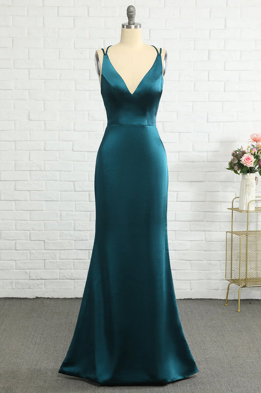 AABEI DRESS Hot Sale Prom Dress Elegant Mermaid Deep V Neck Backless Simple Long Formal Dress