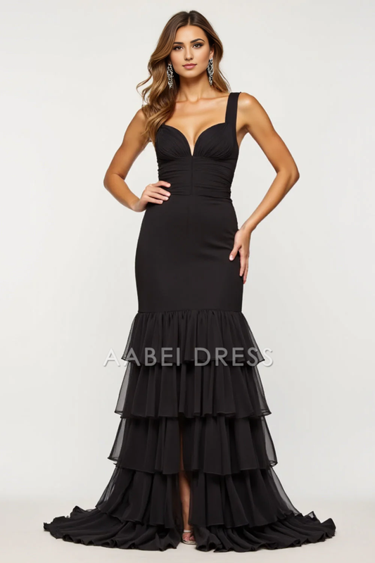 AABEI DRESS Hot Sale Prom Dress Sheath Sweetheart Ruched Tiered Fashion Long Formal Dress