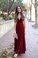 Evening Dress A-Line Deep V Neck Halter Backless Burgundy Velvet Long Bridesmaid Dresses Elegant Prom Gown Formal Women's Dresses