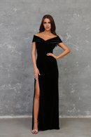 Evening Dress Velvet Dress Off The Shoulder Dress Cultivate oneself Side Fork Formal Dresses Wedding Guest Dress