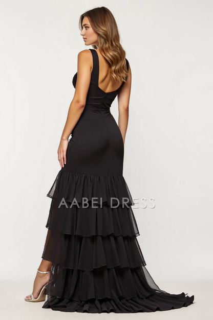 AABEI DRESS Hot Sale Prom Dress Sheath Sweetheart Ruched Tiered Fashion Long Formal Dress