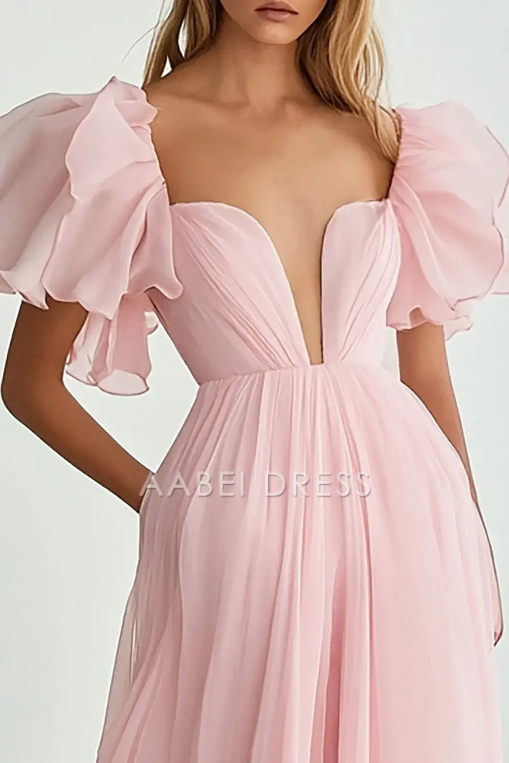 AABEI DRESS Hot Sale Prom Dress Deep V-Neck A Line Fantastic Flowing Sleeves Long Romantic Formal Dress