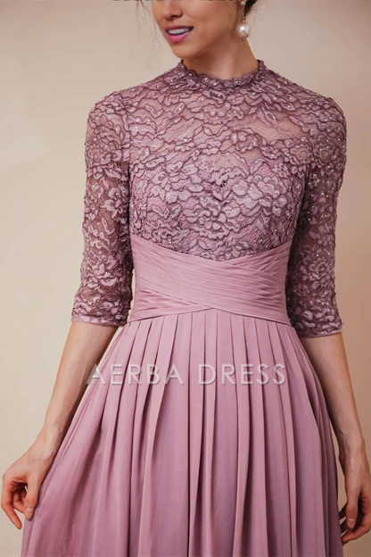 AABEI DRESS High Quality Mother of The Bride Dress A-line Lace with Half Sleeves Elegant Dignified Dresses Formal Dresses