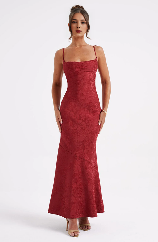 Formal Wear Dresses Bridesmaid Dresses Cowl Neck Jacquard Lace up Elegant Dresses High Quality Wedding Guests Dresses
