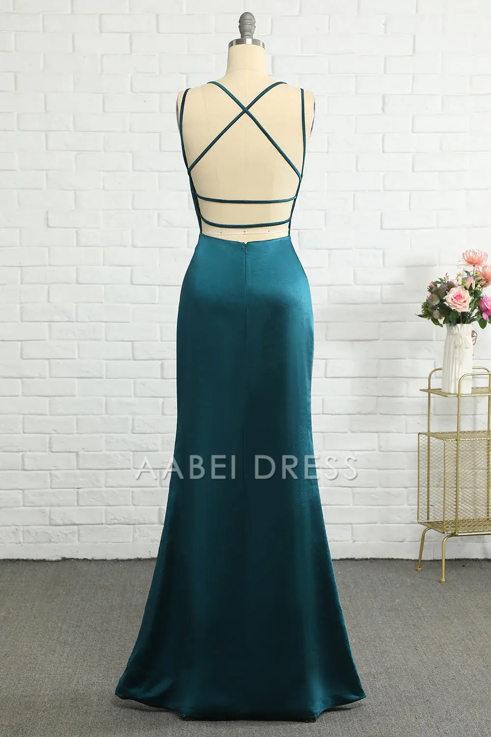AABEI DRESS Hot Sale Prom Dress Elegant Mermaid Deep V Neck Backless Simple Long Formal Dress