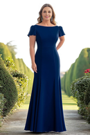 AABEI DRESS Mother Of The Bride Dress Sheath Plus Size Satin Boat Neck Long Elegant Formal Wear Dresse