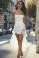 AABEI DRESS Hot Sale Homecoming Dress Fashion Lace Strapless High-Low Boho short Graduation Dress