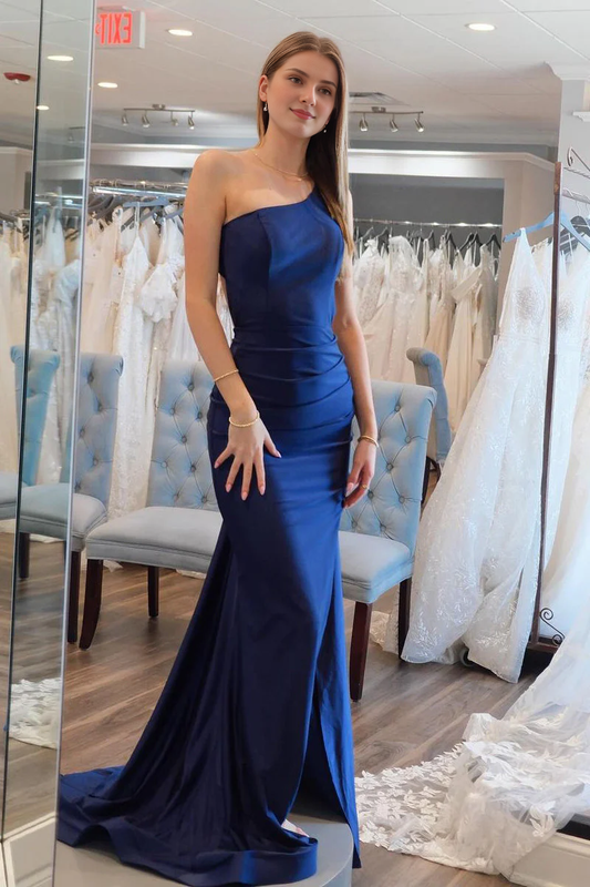 Evening Dress One Shoulder Mermaid Cultivate oneself Backless Satin Long Prom Dresses Elegant Simple Formal Women's Dresses