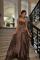 AABEI DRESS Hot Sale Prom Dress Chic A Line Spaghetti Straps Sweep Train Charming Formal Dress