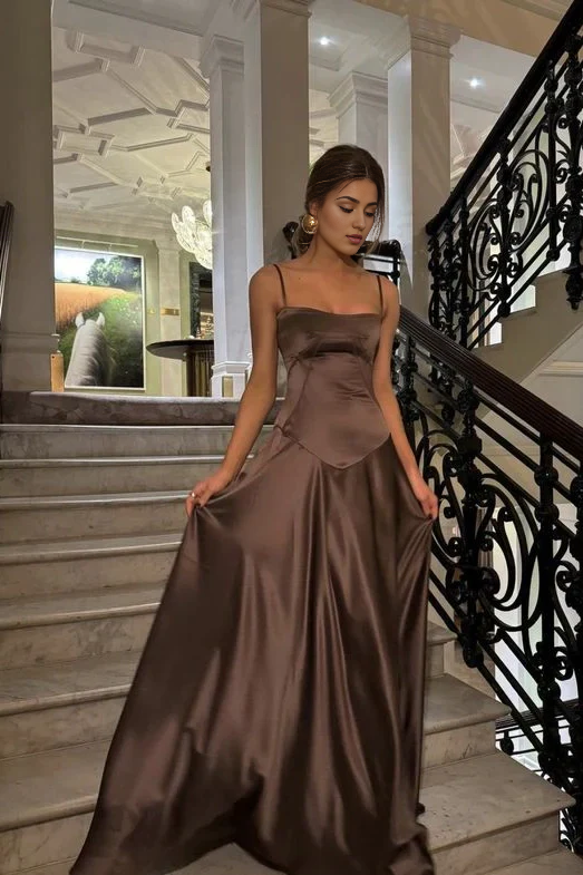 AABEI DRESS Hot Sale Prom Dress Chic A Line Spaghetti Straps Sweep Train Charming Formal Dress