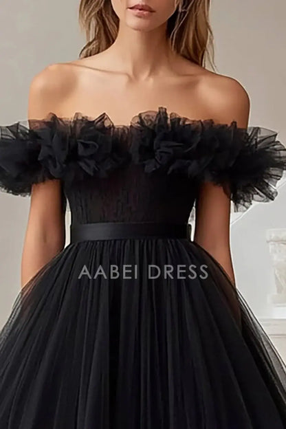 AABEI DRESS Hot Sale Prom Dress Exquisite A Line Off The Shoulder Pleated High-Low Elegant Formal Dress