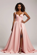 AABEI DRESS Hot Sale Prom Dress Elegant A Line Sweetheart Pleated Corset With Slit Fashion Long Formal Dress