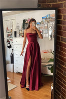 AABEI DRESS Prom Dress A Line Spaghetti Straps Backless Long Split Front Elegant Simple Formal Dress