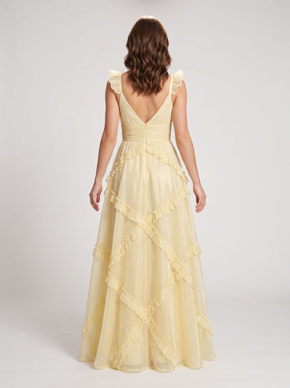 Sky Blue Chiffon A-Line Sweetheart Back Zip Floor-Length Dress