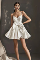 AABEI DRESS New Homecoming Dress Charming A Line V Neck Spaghetti Straps With Bows Exquisite Graduation Dress