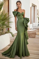 AABEI DRESS Hot Sale Prom Dress Elegant Mermaid Satin Long Sweetheart With Ruffles Fashion Formal Dress