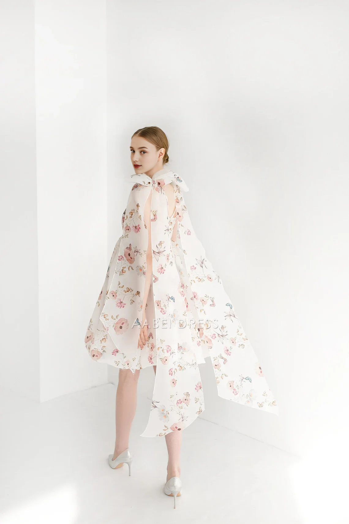 AABEI DRESS Party Dress A-line Spaghetti Strap Off Shoulder Removable Bow Short Flower Prom Dress