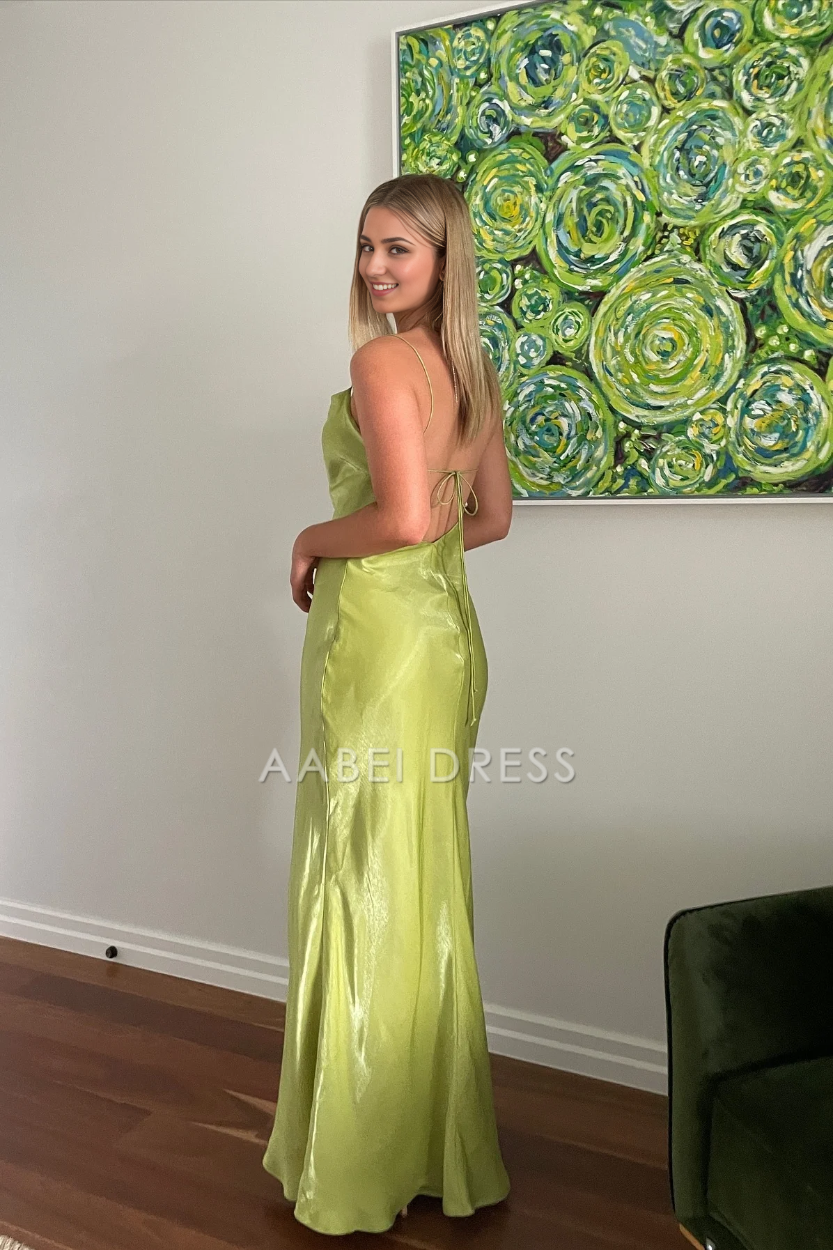 AABEI DRESS Hot Sale Prom Dress Simple Sheath Spaghetti Straps Long with Backless Elegant Formal Dress