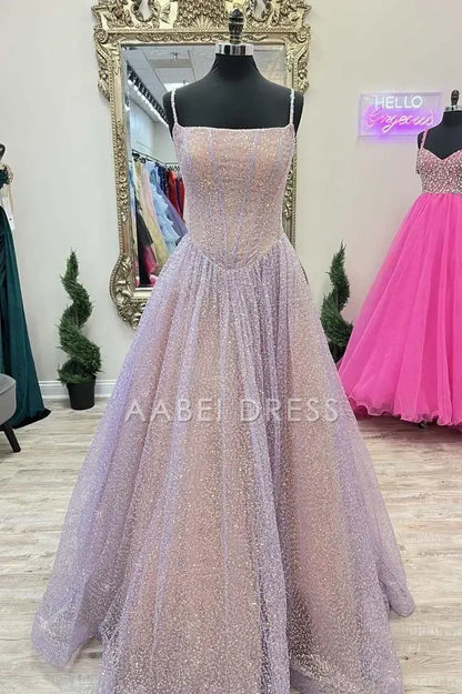 AABEI DRESS Prom Dress A-Line Spaghetti Strap Sequins Youthful High Quality Dress
