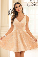 AABEI DRESS Short Dress Sexy Sequins A-Line V-Neck Sleeveless Backless Sparkle New Homecoming Dress