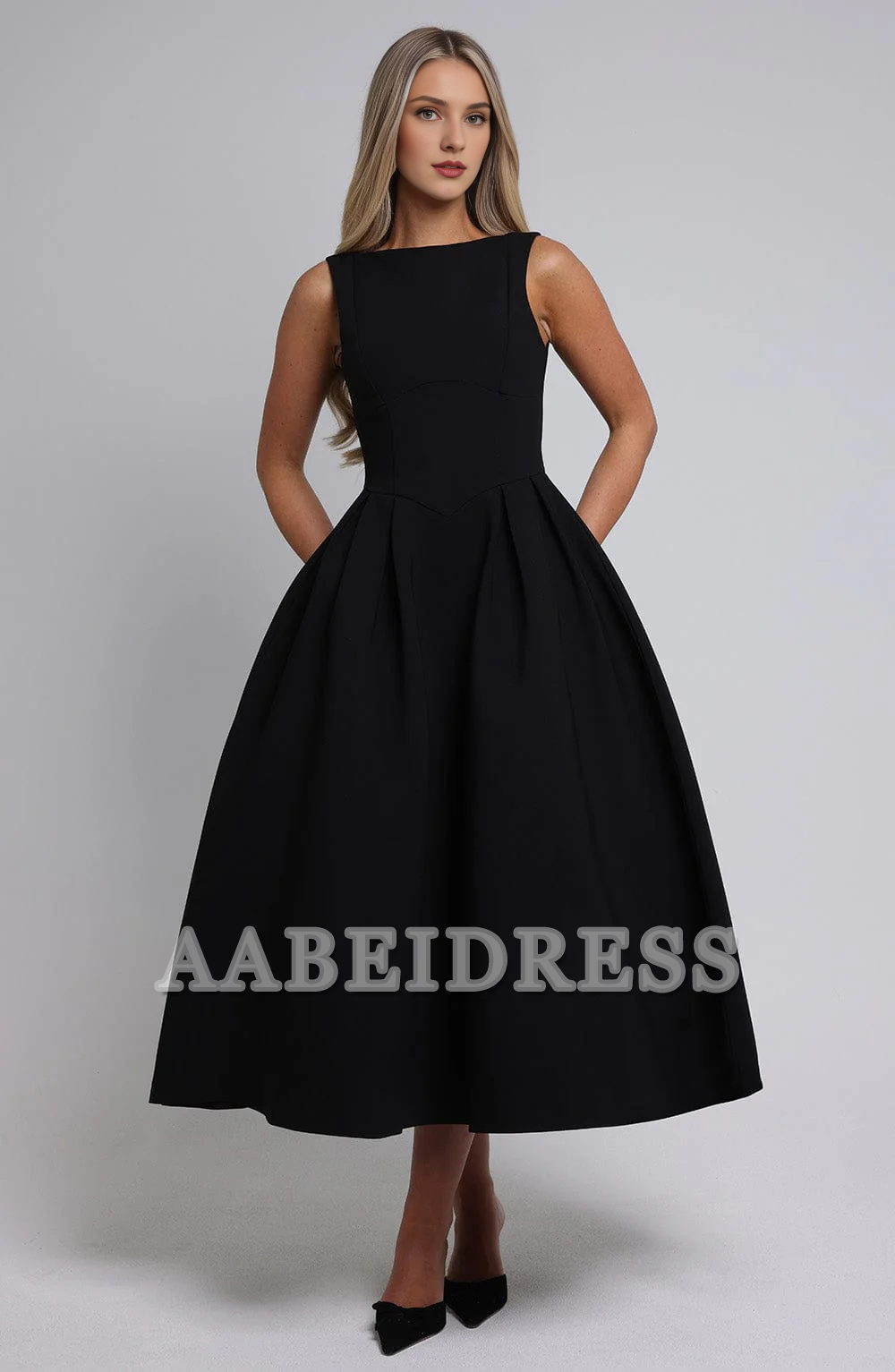 Formal Wear Dresses Prom Dresses A Line High Wide Boat Neckline Sleeveless Backless Elegant Simple Dresses Wedding Guests Dresses