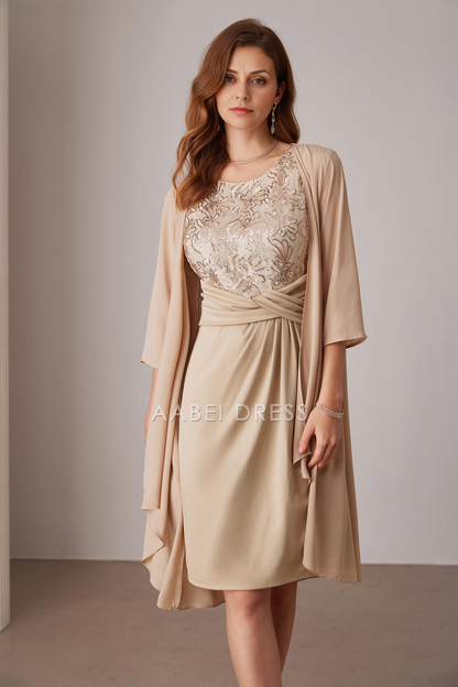 AABEI DRESS High Quality Mother of The Bride Dress Sequin Dress Two Piece with Jacket Elegant Dresses Formal Dresses