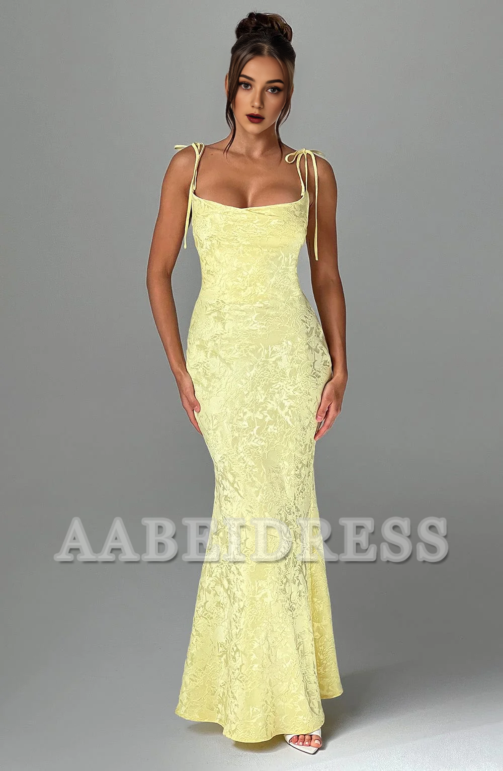 Formal Wear Dresses Bridesmaid Dresses Cowl Neck Jacquard Lace up Elegant Dresses High Quality Wedding Guests Dresses