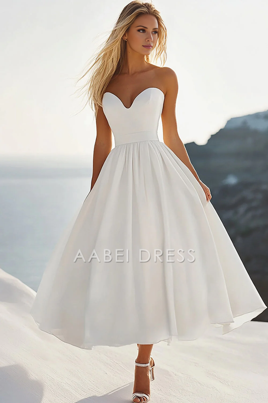 AABEI DRESS Hot Sale Homecoming Dress Elegant A Line Strapless Sweetheart Anke-Length Graduation Dress