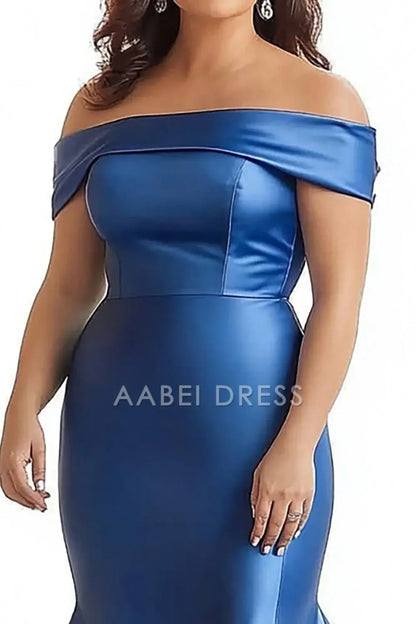 AABEI DRESS Mother Of The Bride Dress Mermaid Satin Off Shoulder Long Plus Size Elegant Formal Wear Dresses