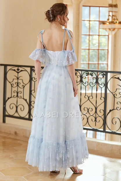 AABEI DRESS Hot Sale Prom Dress Princess A Line Off The Shoulder Spaghetti Strap Ruched Fantastic Long Party Dress
