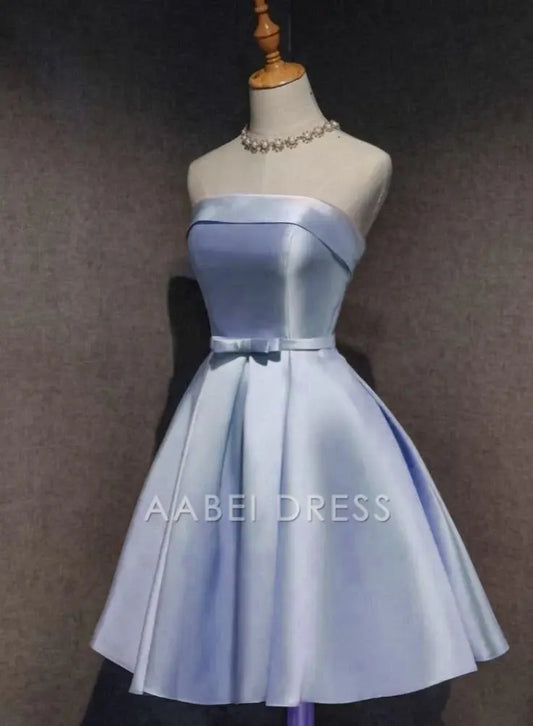 AABEI DRESS Short Party Dress Elegant A Line Strapless Bowknot Decoration Simple Homecoming Dress