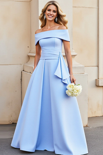 AABEI DRESS Hot Sale Prom Dress A Line Off The Shoulder Satin Pleated Elegant Long Formal Dress