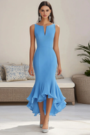 AABEI DRESS Hot Sale Prom Dress Mermaid Chiffon Sleeveless High-Low Ruched Elegant Simple Formal Dress