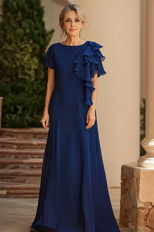 AABEI DRESS Mother Of The Bride Dress Sheath Chiffon Ruched Scoop Long Fashion Formal Wear Dresse