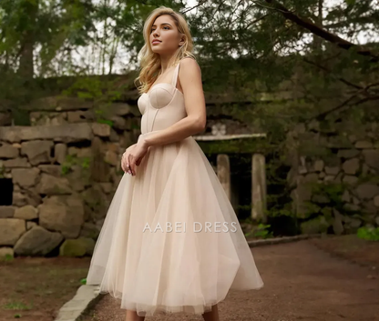 AABEI DRESS Party Dress Elegant A-line Corset Sweetheart Princess Tea-Length Fashion Prom Dress