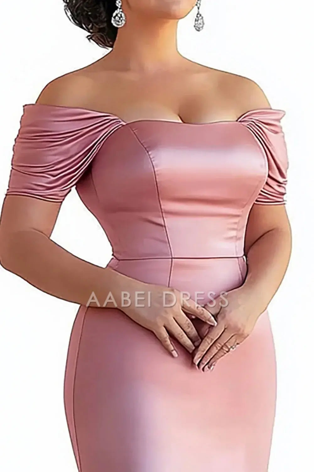 AABEI DRESS Mother Of The Bride Dress Elegant Satin Plus Size Mermaid Off The Shoulder Long Fashion Formal Wear Dresses