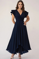 AABEI DRESS Mother Of The Bride Dress A Line V Neck Cap Sleeves Ruched Long Plus Size Formal Wear Dresse