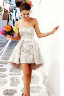 AABEI DRESS New Homecoming Dress A-line Strapless Lace Sexy Junior Dresses Sexy Short Prom Dress