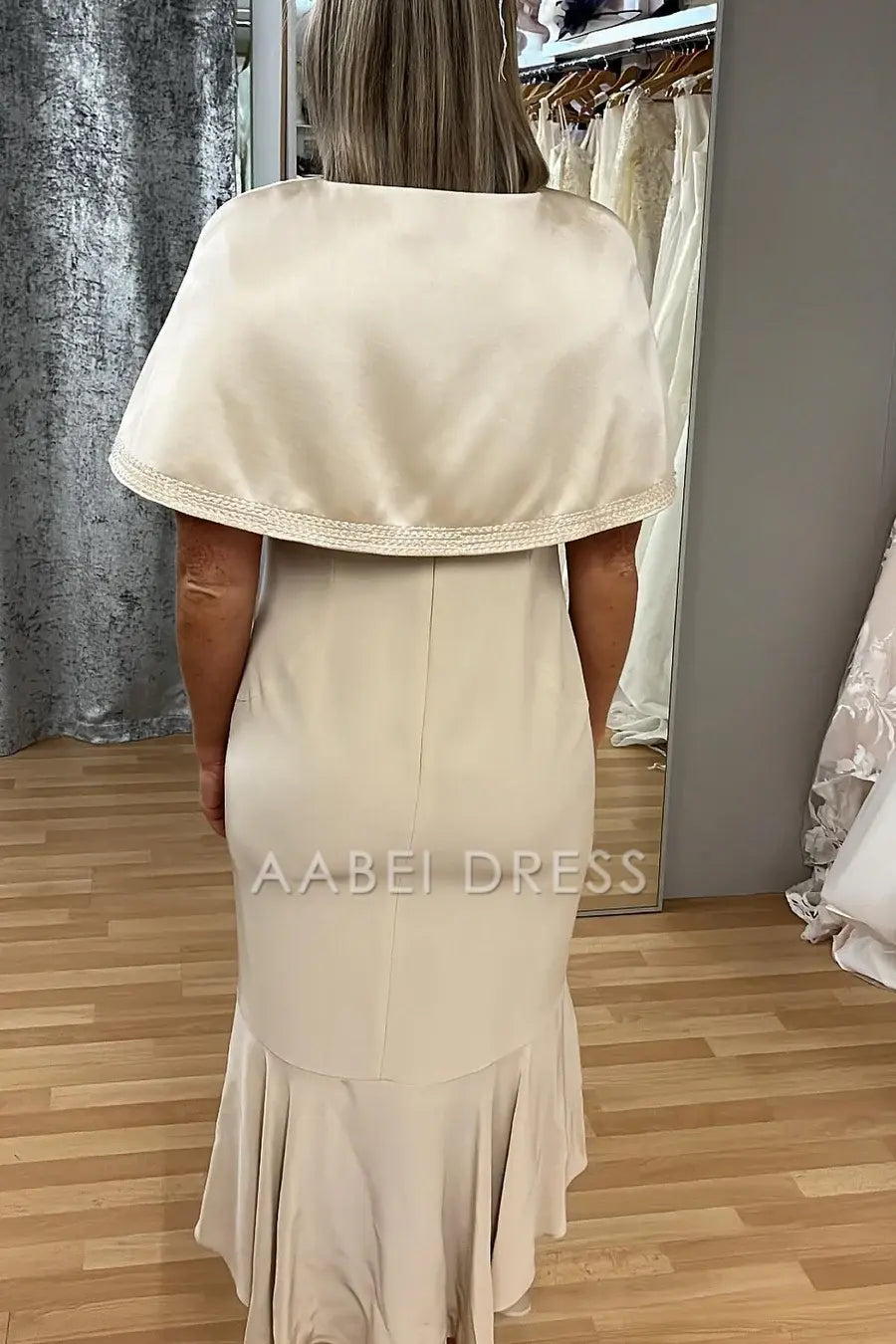 AABEI DRESS High Quality Mother of The Bride Dress Round Neckline Cap Sleeve Mermaid with Cape Elegant Dress Formal Dress