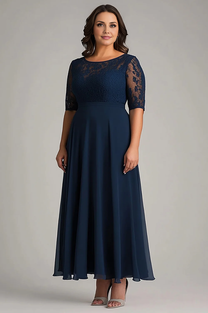 AABEI DRESS Mother Of The Bride Dress Lace Half Sleeves A Line Long Plus Size Retro Elegant Formal Wear Dresse
