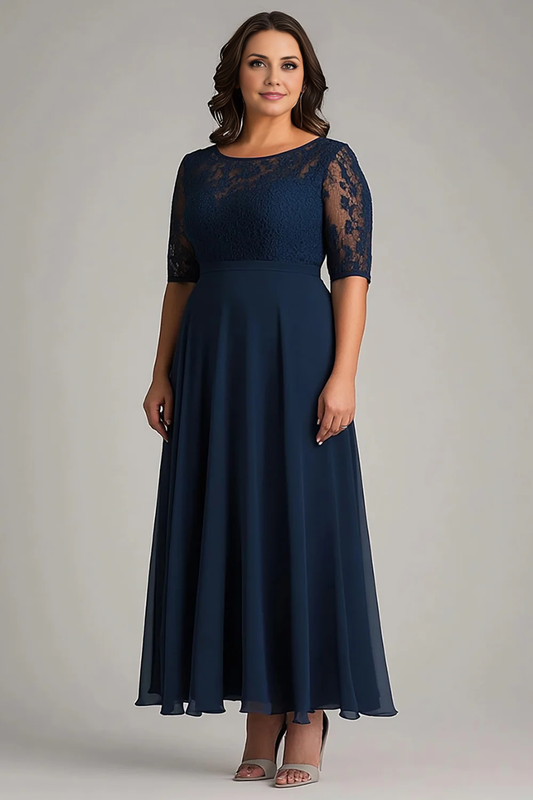 AABEI DRESS Mother Of The Bride Dress Lace Half Sleeves A Line Long Plus Size Retro Elegant Formal Wear Dresse