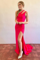 Evening Dress Mermaid Cultivate oneself One Shoulder Sweep Train Prom Dress Side Fork Temperament Fashion Simple Formal Women's Dresses