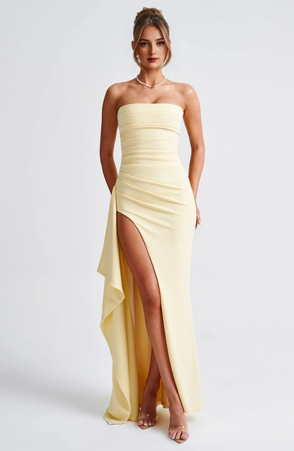 Formal Wear Dresses Bridesmaid Dresses Strapless Ruched Thigh high split Exquisite Dresses Wedding Guests Dresses
