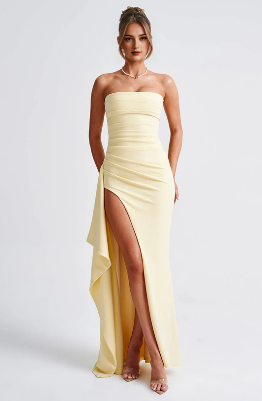 Formal Wear Dresses Bridesmaid Dresses Strapless Ruched Thigh high split Exquisite Dresses Wedding Guests Dresses