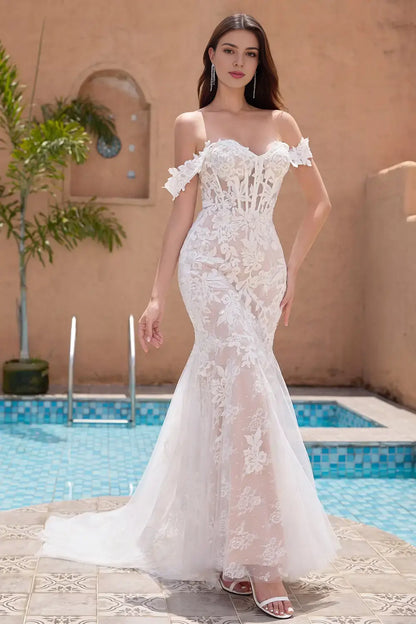 AABEI DRESS Formal Wear Dresses Fashion Mermaid Off The Shoulder Sweetheart Corset Lace Applique Charming Wedding Dress
