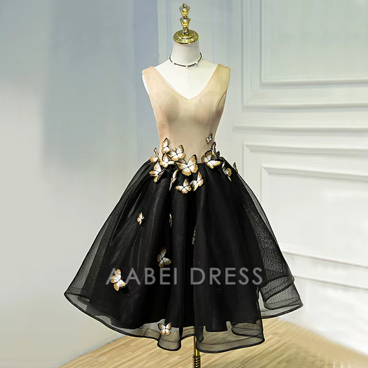 AABEI DRESS New Homecoming Dress Exquisite A-line V Neck 3D Butterfly Charming Short Prom Dresse