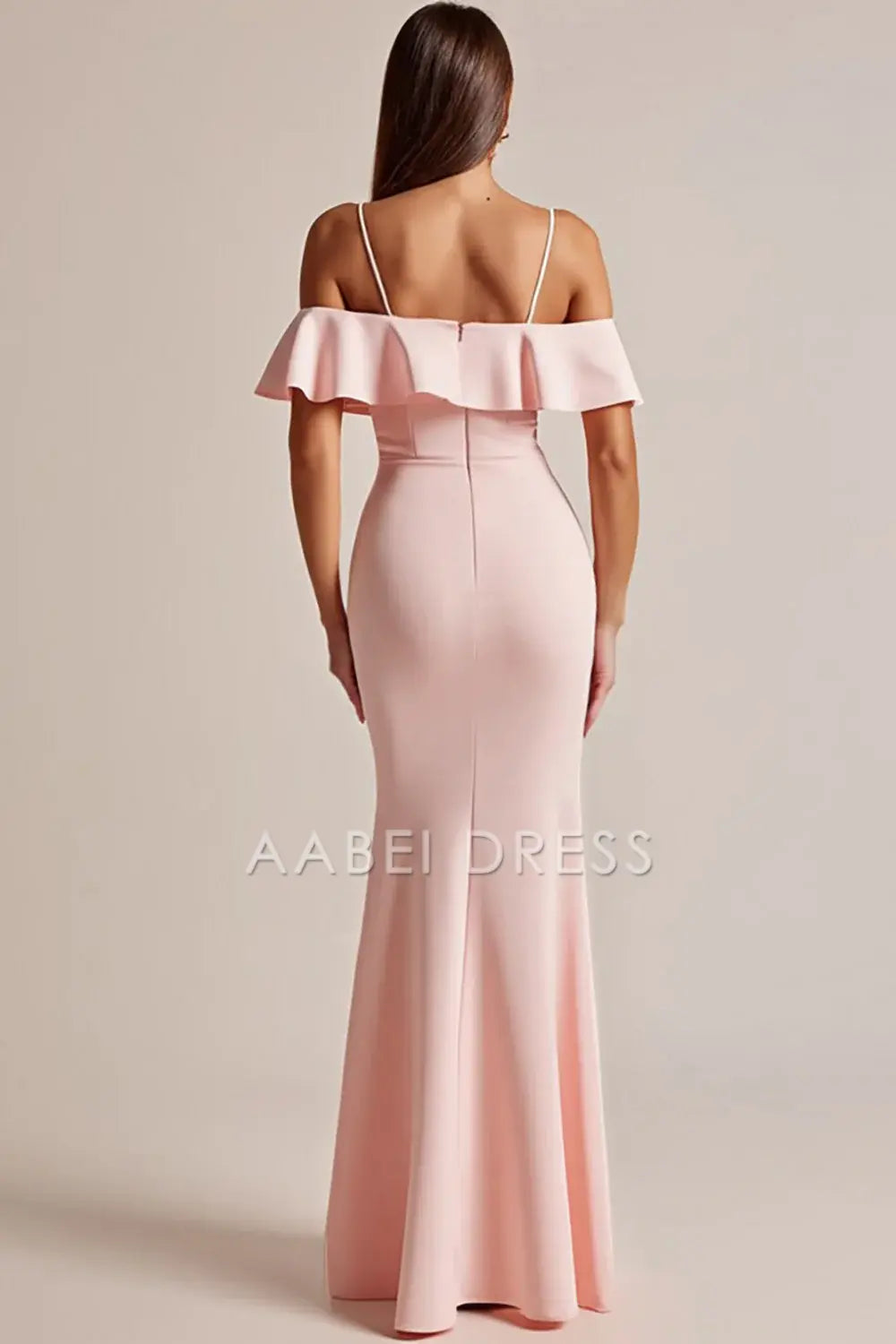 AABEI DRESS Hot Sale Prom Dress Elegant Spaghetti Strap Cold Shoulder Ruffled Fashion Long With Slit Formal Dress