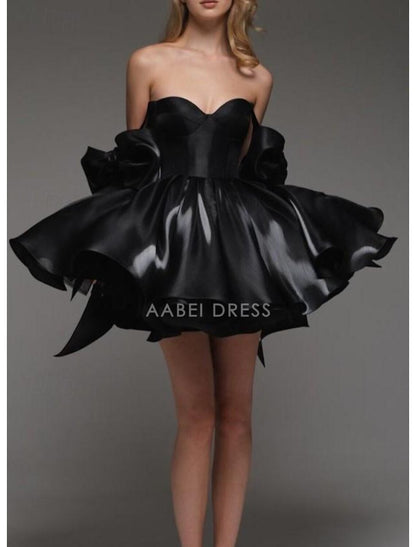AABEI DRESS New Homecoming Dress A-Line Corsets Dress Holiday Graduation Sleeveless Off Shoulder Satin with Bow(s) Cute Short Prom Dresse